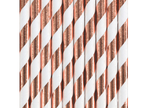 Słomki rurki metalizowane biało-różowo złote - 10 szt.