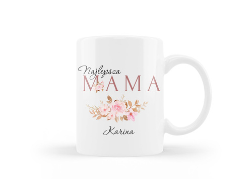 Kubek personalizowany na dzień matki Różowe kwiaty - 330ml