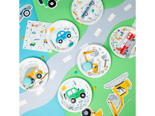 Talerzyki papierowe na urodziny Auta - 18 cm - 6 szt.