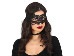 Maska karnawałowa koronkowa czarna - 1 szt.
