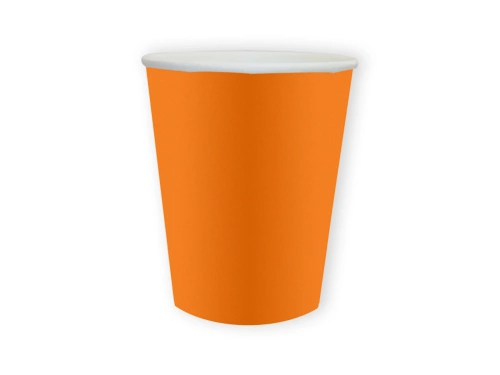 Zestaw kubeczki i talerzyki papierowe pomarańczowe - 24 szt.
