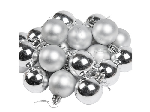 Bombki choinkowe srebrne - 4 cm - 24 szt.