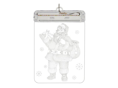 Witraż Mikołaj LED - ciepły biały - 17 x 11,5 cm - 1 szt.