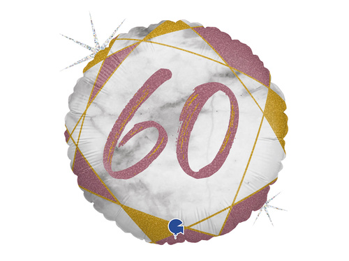Balon foliowy na sześćdziesiątkę różowe złoto - 46 cm - 1 szt.