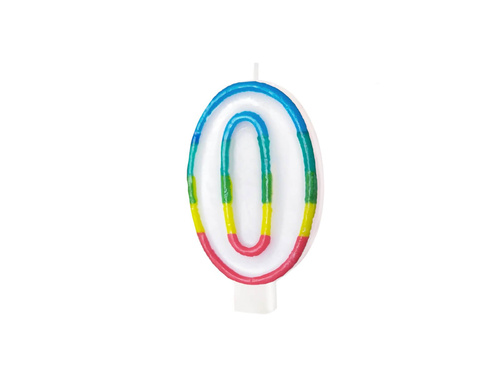 Świeczki cyferki z kolorową obwódką cyfra 70 - 8,5 cm - 2 szt.