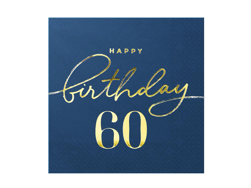 Serwetki na sześćdziesiąte urodziny granatowe - 33 cm - 10 szt.
