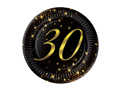 Zestaw kubeczki, serwetki i talerzyki papierowe na 30ste urodziny Sparkling - 34 szt