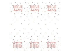 Obrus urodzinowy różowe złoto Happy Birthday - 137 x 213 cm - 1 szt.