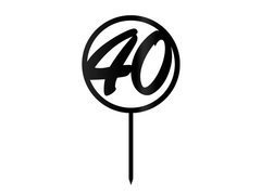 Topper z pleksi czarny na tort 40 urodziny - 1 szt.