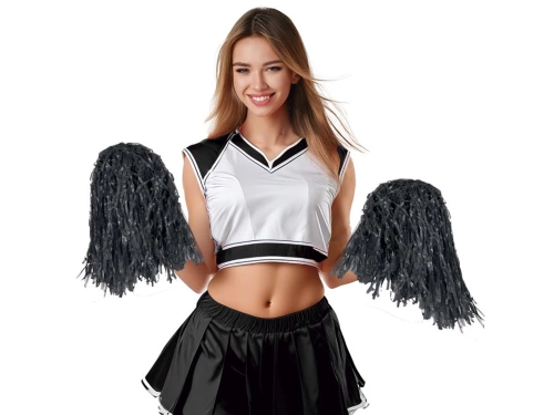 Pompony cheerleaderki czarne - 2 szt.