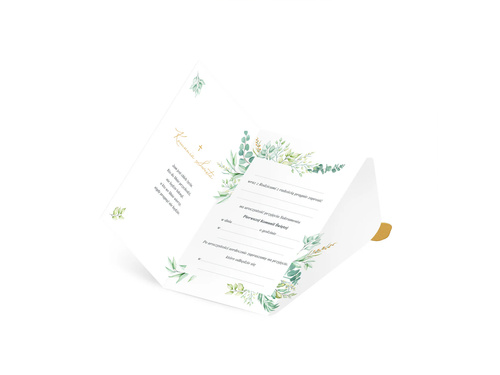 Zaproszenie na Komunię z eukaliptusem - 6 szt.