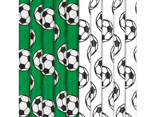 Słomki urodzinowe Piłka Nożna - 19,5 cm - 10 szt.