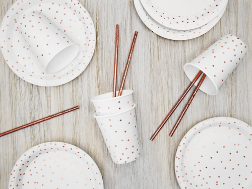 Kubeczki papierowe Kropki białe - 260 ml - 6 szt.