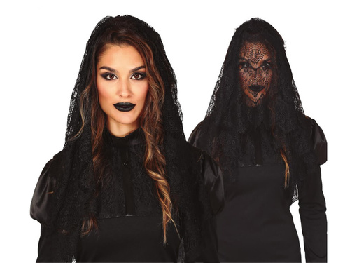 Czarny koronkowy welon - 1 szt.