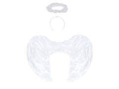 Zestaw skrzydła anioła białe + aureolka