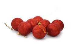 Bombki brokatowe czerwone - 6 cm - 8 szt.