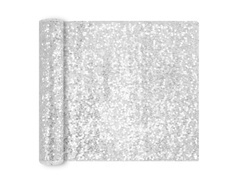 Dekoracja bieżnik cekinowy na stół - srebrny - 28 cm x 2 m - 1 szt.