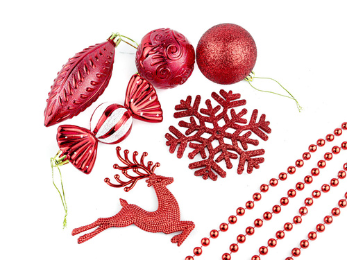 Dekoracje choinkowe czerwone - 27 szt.