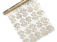 Organza biała z nadrukiem dwustronnym - 36 cm x 9 m.