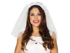 Biały welon z różami - 1 szt.