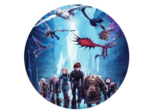 Dekoracyjny opłatek tortowy Jak wytresować smoka 3 - 20 cm