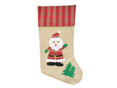 Skarpeta na prezenty jutowa z Mikołajem - 42 cm - 1 szt.