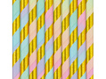 Słomki papierowe kolorowe w paski - 19,5 cm - 10 szt.