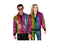 Imprezowa cekinowa kurtka - bomberka - tęczowy motyw panterki