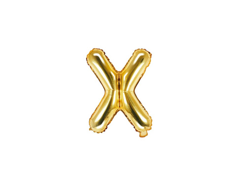 Balon foliowy litera "X" złota - 35 cm