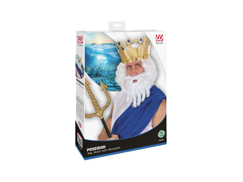 Biała peruka kręcone loki z brodą