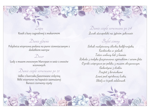 Weselne menu lawendowe - 4 szt.