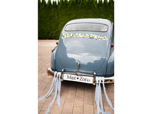 Tablica rejestracyjna tekturowa biała Mąż & Żona - 59 x 11,5 cm - 1 szt.