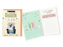 Kartka urodzinowa z kopertą Tort - 1 szt.