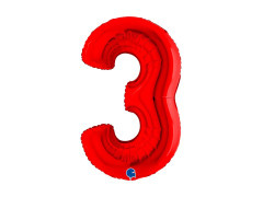 Balon foliowy cyfra 3 czerwony - 40" - 1 szt.