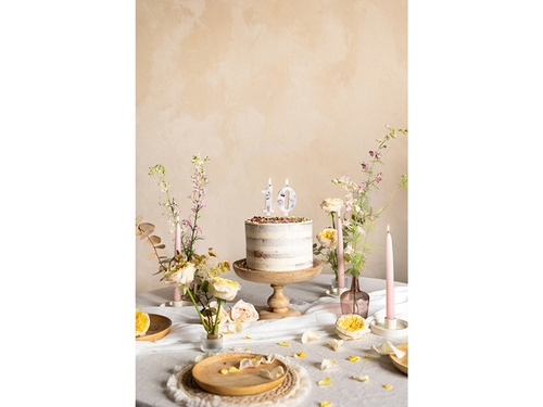 Świeczka cyferka zero z płatkami kwiatów - 0 - 1 szt.