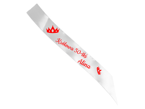 Szarfa personalizowana z imieniem na 50 urodziny - 140 cm - 1 szt.