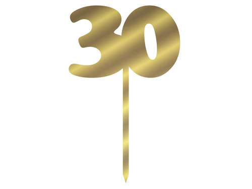 Topper z lustrzanej pleksi złoty na tort 30 - 12 cm