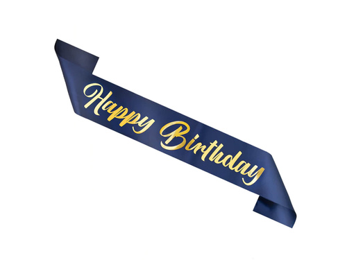 Szarfa urodzinowa Happy Birthday granatowa - 1 szt.