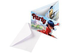 Zaproszenia urodzinowe z kopertami Miraculum - 8 szt.