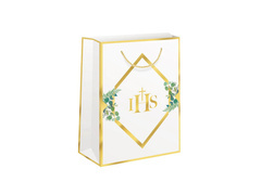 Torebka prezentowa na I Komunię Świętą z eukaliptusem duża - 1 szt.