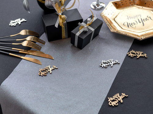 Dekoracja bieżnik brokatowy na stół - srebrny - 28 cm x 3 m - 1 szt.