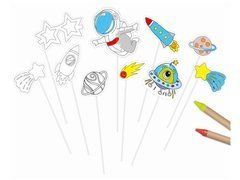 Foto rekwizyty do zdjęć Kosmos do pokolorowania - 10 szt.