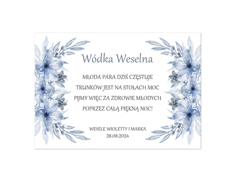 Etykiety personalizowane na butelkę z Wódką Weselną - 9 szt.