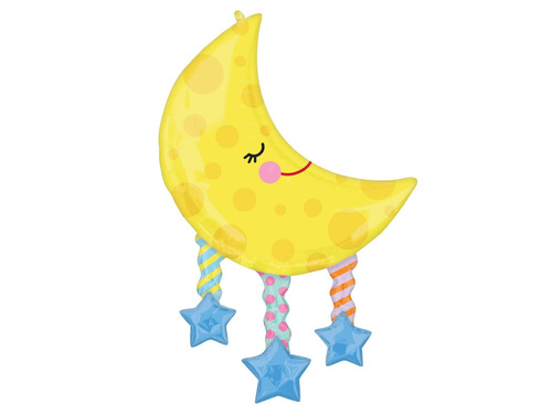 Balon foliowy Księżyc z gwiazdkami - 96 cm - 1 szt.