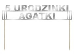 Topper papierowy na tort personalizowany na urodziny - 1 szt.