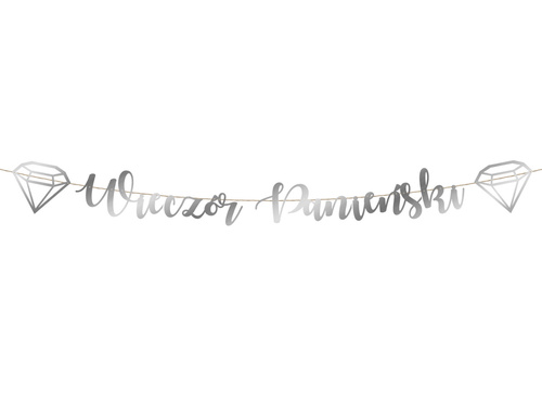 Baner z napisem Wieczór Panieński srebrny + imię
