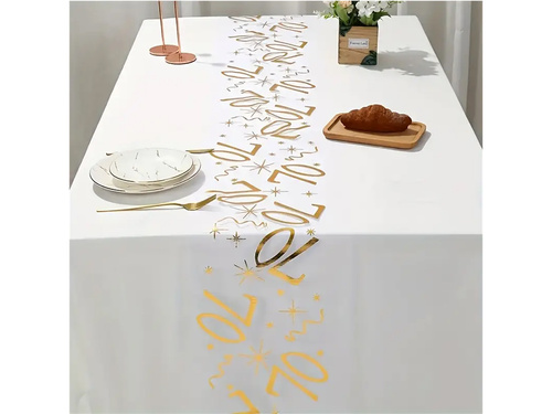 Dekoracja bieżnik na stół z nadrukiem na 70 urodziny - 28 cm x 5 m - 1 szt.