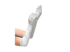 Długie białe satynowe rękawiczki - dla dzieci