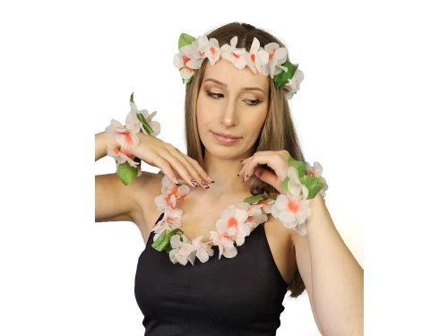 Zestaw hawajski biało-różowy - 4 elementowy