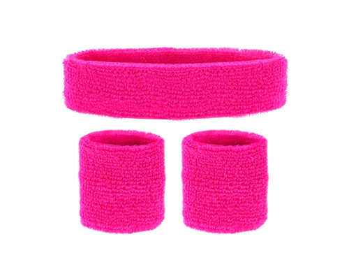 Opaski neonowe różowe Disco lata 80-te - 3 szt.